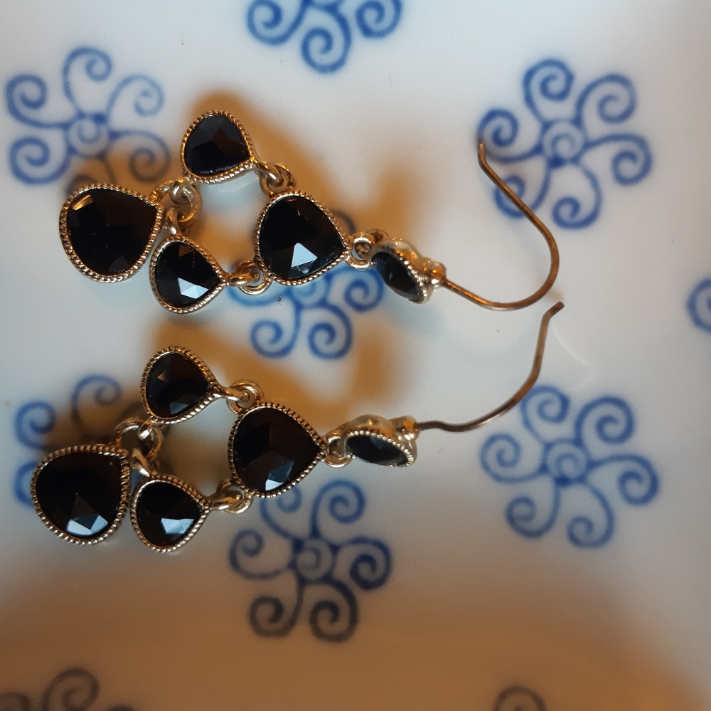 Monet Black Dangle Earrings